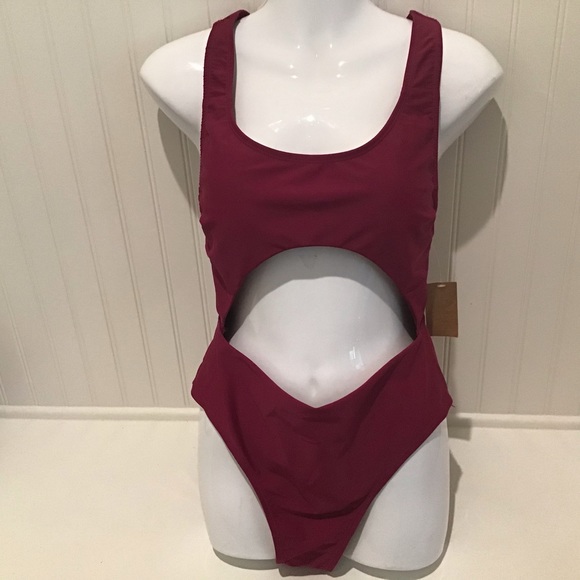 Swimsuit Large NWT $70 One Piece Stretch Wine